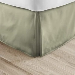 Uxury Pleated Bed Skirt, Queen, Sage