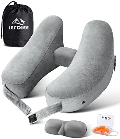JefDiee Neck Pillows For Travel, Travel Pillow For Neck, Chin, Head Support, Airplane Pillow With Soft Washable Velour Cover, Hat, Portable Luxury Bag, 3D Sleep Mask And Earplugs (Black) 5 JefDiee Neck Pillows For Travel, Travel Pillow For Neck, Chin, Head Support, Airplane Pillow With Soft Washable Velour Cover, Hat, Portable Luxury Bag, 3D Sleep Mask And Earplugs (Black) - Image 5