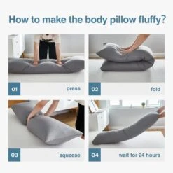 Acanva Fluffy Bed Sleeping Side Sleeper Body Pillow Insert, 20” X 60”with Grey Pillowcase, White -Amazon Shop 41ajvtuYnhL