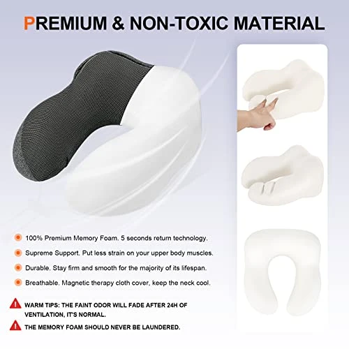 Cirorld Memory Foam Pillow For Travel With Hood, Adult Airplane Portable Pillow For Head Rest Neck Support, Office Cars Trains Long Flights Sleeping (Deep Grey) 2 Cirorld Memory Foam Pillow For Travel With Hood, Adult Airplane Portable Pillow For Head Rest Neck Support, Office Cars Trains Long Flights Sleeping (Deep Grey) - Image 2