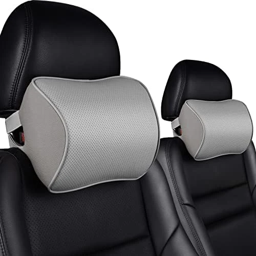 Aukee Car Headrest Pillow With Genuine Leather Cover Memory Foam Neck Cushion For Driving Home Office Black (Pack Of 2) 10 Aukee Car Headrest Pillow With Genuine Leather Cover Memory Foam Neck Cushion For Driving Home Office Black (Pack Of 2) - Image 10