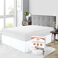 9 Inch Drop Queen Size White Solid Bed Skirt Split Corner Pleated Style Easy Fit Easy Care Fade & Wrinkle Resistant-Cotton Microfiber Made