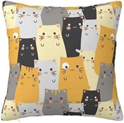 Hedyzone Cat Pillow Covers Butterfly 18"×18" Lovely Cartoon Pattern Beige Background Throw Pillowcase For Home Decor -Amazon Shop 41bUzla9C4L. AC