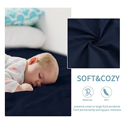 FORCHEER Navy Waterproof Mattress Protector Queen Encasement Plastic Twin Full King Calking Mattress Cover Fitted Sheet Bed With Elastic Band(Queen,Navy) 5 FORCHEER Navy Waterproof Mattress Protector Queen Encasement Plastic Twin Full King Calking Mattress Cover Fitted Sheet Bed With Elastic Band(Queen,Navy) - Image 5