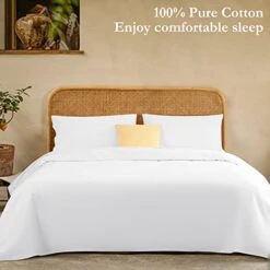 100% Egyptian Cotton 1000 Thread Count King Size Sheets Set,Bed Sheet 4 Piece Sets,16 Inches Deep Pocket,Bedding Super Soft Breathable,Sateen Weave Long Staple Comforterble,All Season,White