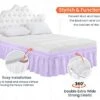 18 Inch Drop Length Family King Size Lilac Solid Bed Skirt Wrap Around Pattern Easy Fit Easy Care Fade & Wrinkle Resistant-Cotton Microfiber Made