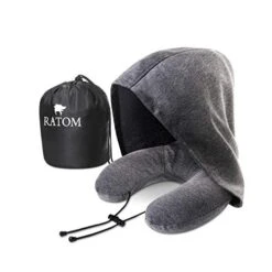 RATOM Neck Pillow For Travel Accessories Essentials Memory Foam Pillows Airplane Car (Gray)