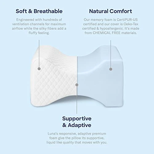 Luna [Memory Foam Pillows Knee Pillow Knee Leg Positioner Pillows Orthopedic Pillow | Knee Pillow For Side Sleepers Lower Back Hip Pain Cooling Pillow Wedge Pillow | Side Sleeper Pillows For Adults 1 Luna [Memory Foam Pillows Knee Pillow Knee Leg Positioner Pillows Orthopedic Pillow | Knee Pillow For Side Sleepers Lower Back Hip Pain Cooling Pillow Wedge Pillow | Side Sleeper Pillows For Adults
