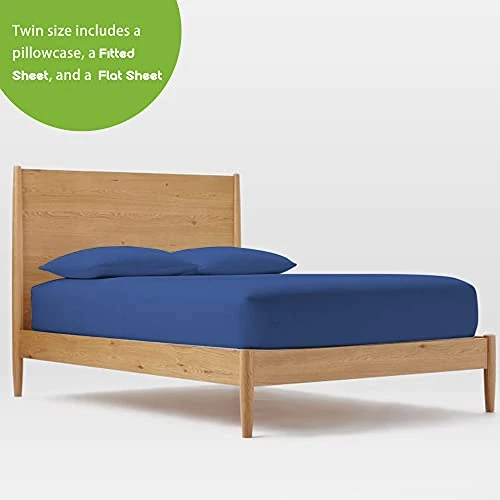 Jersey Bed Sheet Set Twin, 3 Pc Bed Sheets With Up To 10" Deep Pocket,Ultra Soft Comfortable,All Season T-Shirt Sheets Bedding,Navy Blue 3 Jersey Bed Sheet Set Twin, 3 Pc Bed Sheets With Up To 10" Deep Pocket,Ultra Soft Comfortable,All Season T-Shirt Sheets Bedding,Navy Blue - Image 3