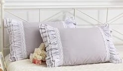 2-Pack White Pillow Shams Shabby Chic Pillowcases With Lace Ruffles Vintage Pillow Covers Cotton Queen Size 20"X30" Luxury Elegant -Amazon Shop 41fihLPm7CL. AC