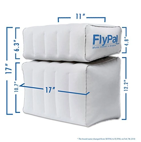 FLYPAL Inflatable Foot Rest For Air Travel, U.S Patented 2 In 1 Design, Blow-Up Pillow Cushion For Home, Office And Kids To Sleep On Long Flights, 17“x11"x17", Grey. 2 FLYPAL Inflatable Foot Rest For Air Travel, U.S Patented 2 In 1 Design, Blow-Up Pillow Cushion For Home, Office And Kids To Sleep On Long Flights, 17“x11"x17", Grey. - Image 2