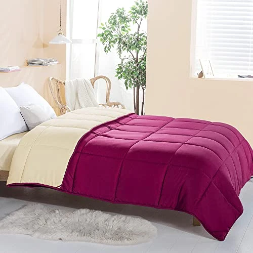 Full/Queen Duvet Insert Lightweight Soft Comforter Down Alternative Fluffy Warm Breathable Spring Summer All Season Reversible Bed Quilted Burgundy/Wheat 2 Full/Queen Duvet Insert Lightweight Soft Comforter Down Alternative Fluffy Warm Breathable Spring Summer All Season Reversible Bed Quilted Burgundy/Wheat - Image 2