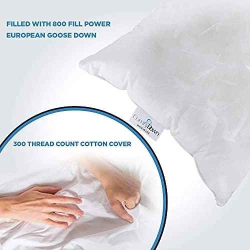 Goose Down Travel Pillow - Filled With 800 Fill Power European Goose Down, Egyptian 300 Thread Count 100% Cotton Cover For Plane Car & Home - Made In USA - 12"x16" 3 Goose Down Travel Pillow - Filled With 800 Fill Power European Goose Down, Egyptian 300 Thread Count 100% Cotton Cover For Plane Car & Home - Made In USA - 12"x16" - Image 3
