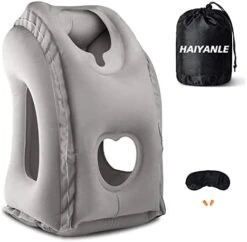 HAIYANLE Inflatable Travel Pillow - Multifunctional Travel Pillow For Adult Chin Supporting Travel Neck Pillow Airplane Sleeper Office Napping Pillow With Eye Mask, Earplugs And Portable Bag -Amazon Shop 41hUdvs6J7L. AC