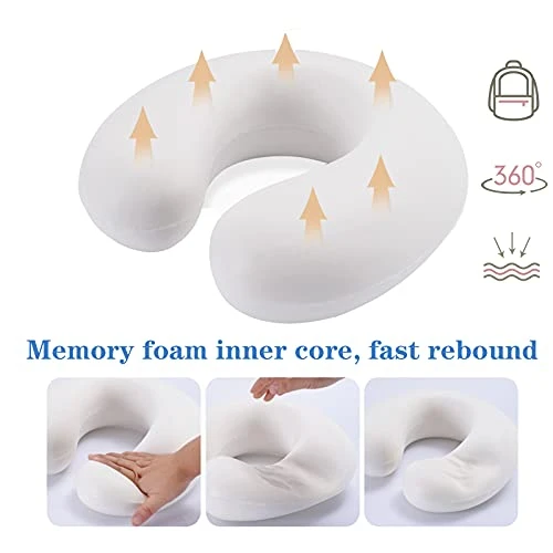 DUANY STORE Neck Pillow For Traveling, Upgraded Travel Neck Pillow For Airplane 100% Pure Memory Foam Travel Pillow For Flight Headrest Sleep, Portable Plane Accessories (Pink) 2 DUANY STORE Neck Pillow For Traveling, Upgraded Travel Neck Pillow For Airplane 100% Pure Memory Foam Travel Pillow For Flight Headrest Sleep, Portable Plane Accessories (Pink) - Image 2