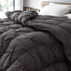 King Size Feather And Down Comforter, 82oz Filling Extra Warm & Thick Heavyweight Pinch Pleat Duvet Insert For Colder Winter, 100% Cotton Cover Fluffy Soft Bedding Comforter -Amazon Shop 41hkEctDl6L