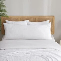 PHF Ultra Soft Waffle Weave Body Pillowcase 20" X 54", No Insert, Breathable & Skin-Friendly Body Pillow Sham With Zipper, Decorative Waffle Weave Body Pillow Cover, White