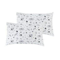 Niverse Space Grey White Pillow Cases, 2 Pack Cotton Breathable Galaxy Toddler Pillow Cover Soft Pillow Shams, Travel Pillow Cases With Envelope Closure For Bedding, Standard 20" X 30" Pillowcase