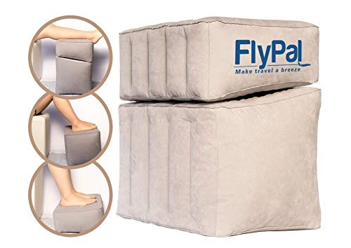 FLYPAL Inflatable Foot Rest For Air Travel, U.S Patented 2 In 1 Design, Blow-Up Pillow Cushion For Home, Office And Kids To Sleep On Long Flights, 17“x11"x17", Grey. 1 FLYPAL Inflatable Foot Rest For Air Travel, U.S Patented 2 In 1 Design, Blow-Up Pillow Cushion For Home, Office And Kids To Sleep On Long Flights, 17“x11"x17", Grey.