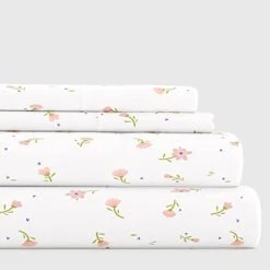 4 Piece Twin Bedding Sheet Set (Pink Floral) - Sleep Better Than Ever With These Ultra-Soft & Cooling Bed Sheets For Your Twin Size Bed - Deep Pocket Fits 16" Mattress