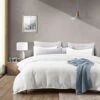 100% Washed Cotton Waffle Woven Duvet Cover 3-Piece Luxurious Soft Bedding Set, Queen Size, Solid Patterned Duvet Cover(90 * 90, White)