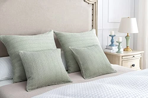 Cocoploceus 26x26 Pillow Covers Boho Euro Shams Set Of 2 Decorative Throw Pillow Covers Cotton Large Square Pillowcase For Couch Bed, Sage Green 4 Cocoploceus 26x26 Pillow Covers Boho Euro Shams Set Of 2 Decorative Throw Pillow Covers Cotton Large Square Pillowcase For Couch Bed, Sage Green - Image 4