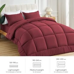 All Season Comforter Soft Fluffy Breathable Microfiber 200gsm Down Alternative Bedding Duvet Insert With 8 Corner Tabs Easy Care (Burgundy, Full/Queen) -Amazon Shop 41nK6VjMCxL
