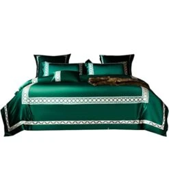 WXBDD Cotton Embroidery Bedding Silk Cotton Bed Sheet And Comforter Set Green (Color : D, Size : 200 * 230cm)