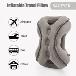 SAHEYER Inflatable Travel Pillows, New Upgrade Inflatable Airplane Pillow For Sleeping Rest Avoid Neck And Shoulder Pain, Inflatable Neck Pillow With Free Eye Mask And Earplugs (Grey) -Amazon Shop 41oTq3B0ZiL