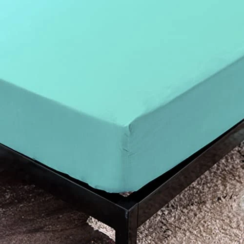 Waterproof Mattress Protector Cover Queen Size 14 Inches Deep Pocket Polyester Bed Cover Solid Color Fitted Sheet (60‘’x80‘’ (Aqua Blue, Queen) 3 Waterproof Mattress Protector Cover Queen Size 14 Inches Deep Pocket Polyester Bed Cover Solid Color Fitted Sheet (60‘’x80‘’ (Aqua Blue, Queen) - Image 3
