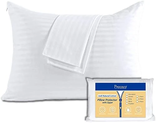 100% Cotton King Pillow Protectors With Zipper, White Pillow Cases King Size Set Of 2 For Home & Hotel, Sateen Soft Cooling Hidden Zippered Pillow Case Protector For Hair & Skin, 20x36 In 7 100% Cotton King Pillow Protectors With Zipper, White Pillow Cases King Size Set Of 2 For Home & Hotel, Sateen Soft Cooling Hidden Zippered Pillow Case Protector For Hair & Skin, 20x36 In - Image 7