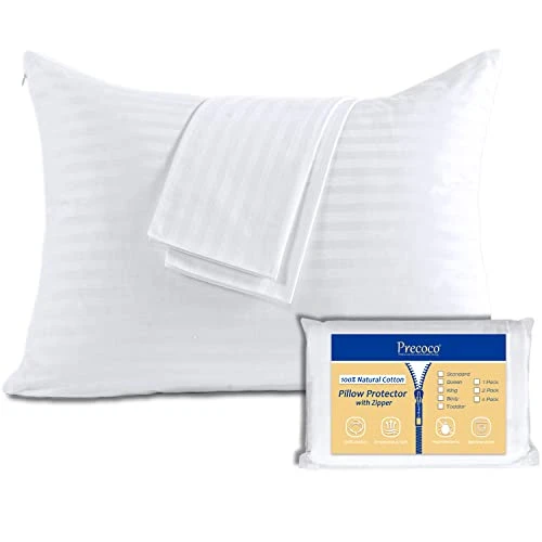 100% Cotton King Pillow Protectors With Zipper, White Pillow Cases King Size Set Of 2 For Home & Hotel, Sateen Soft Cooling Hidden Zippered Pillow Case Protector For Hair & Skin, 20x36 In 1 100% Cotton King Pillow Protectors With Zipper, White Pillow Cases King Size Set Of 2 For Home & Hotel, Sateen Soft Cooling Hidden Zippered Pillow Case Protector For Hair & Skin, 20x36 In