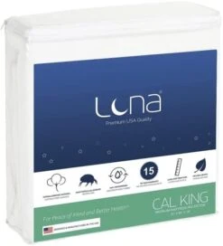 Luna Queen Mattress Protector - Waterproof Mattress Cover W/Absorbent Cotton Terry Surface - Noiseless, Breathable Topper - 100% Sourced & Produced In The USA -Amazon Shop 41pedm1ev3L. AC