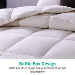 Lightweight Goose Feathers Down Comforter King, Cooling Feathers Down Duvet For Warm Weather -100% Organic Cotton, 750 Fill Power Down Quilt Thin Summer Duvet Insert (Ivory White, 106x90) -Amazon Shop 41pyOijZzLL