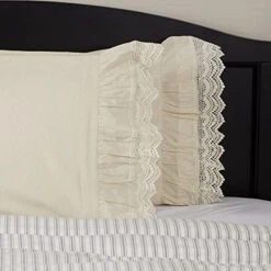 Flax And Lace Queen Bed Skirt, 16" Drop, Natural Cream Dust Ruffle With Crochet Lace Trim, Vintage Farmhouse, Boho 13 Flax And Lace Queen Bed Skirt, 16" Drop, Natural Cream Dust Ruffle With Crochet Lace Trim, Vintage Farmhouse, Boho -Amazon Shop 41q6R5GApS. AC 1