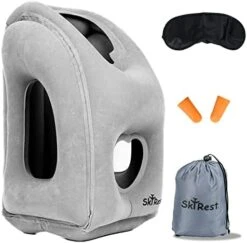 Skyrest Inflatable Travel Pillow - Neck Pillows For Travel, Travel Pillows For Sleeping Comfortably On Airplanes, Airplane Pillow For Buses, Cars, Office & Trains-Free Eye Mask And Earplugs- Grey 17 Skyrest Inflatable Travel Pillow - Neck Pillows For Travel, Travel Pillows For Sleeping Comfortably On Airplanes, Airplane Pillow For Buses, Cars, Office & Trains-Free Eye Mask And Earplugs- Grey -Amazon Shop 41qQVJAZrpL. AC