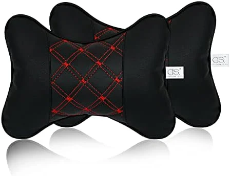 DS. DISTINCTIVE STYLE Car Neck Pillow 2 Pieces PU Leather Travel Pillow For Head Rest Neck Support For Car Seat - Black 10 DS. DISTINCTIVE STYLE Car Neck Pillow 2 Pieces PU Leather Travel Pillow For Head Rest Neck Support For Car Seat - Black - Image 10