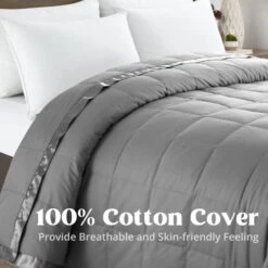 ® Blankets King Size - Soft Lightweight Down Blanket For All Seasons, Cozy Warm Luxury Bed Blanket With Satin Trim, 100% Cotton Cover, Dark Grey (108"X90") -Amazon Shop 41r4GPyKHyL