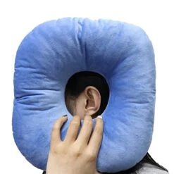 Back Scratcher Piercing Pillow For Side Sleepers, Donut Shaped Side Pillow With Hole For Ear, Ear Pillows For CNH And Ear Piercing Ear Pain, Ear Cushions For Sleeping Guard (Blue)