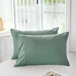 Super Soft Pillowcase - Washed Microfiber Lightweight Pillow Cases Body Size Sage Green 1PCS, Easy Care And Fade Resistant Stain Resistant 20x54 Inches -Amazon Shop 41rKZ NcfaL. AC