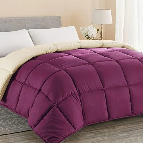 Full/Queen Duvet Insert Lightweight Soft Comforter Down Alternative Fluffy Warm Breathable Spring Summer All Season Reversible Bed Quilted Burgundy/Wheat 14 Full/Queen Duvet Insert Lightweight Soft Comforter Down Alternative Fluffy Warm Breathable Spring Summer All Season Reversible Bed Quilted Burgundy/Wheat - Image 14