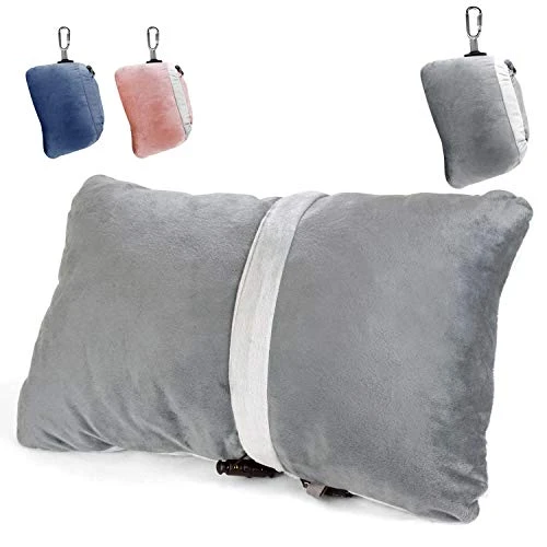 Compact Travel Pillow Made With Shredded Memory Foam And Super Soft Fleece Fabric For Ultimate Comfort In Travel. Patented Design Rolls And Compacts Small For Travel. (Grey) 1 Compact Travel Pillow Made With Shredded Memory Foam And Super Soft Fleece Fabric For Ultimate Comfort In Travel. Patented Design Rolls And Compacts Small For Travel. (Grey)