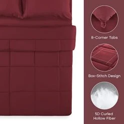 All Season Comforter Soft Fluffy Breathable Microfiber 200gsm Down Alternative Bedding Duvet Insert With 8 Corner Tabs Easy Care (Burgundy, Full/Queen) -Amazon Shop 41saVoLW9WL