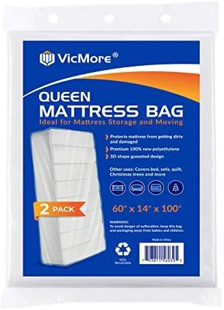 2 Pack Queen Size Mattress Storage Bag 60-Inch By 100-Inch Mattress Bag For Disposal Clear Queen Mattress Plastic Cover For Moving 5 2 Pack Queen Size Mattress Storage Bag 60-Inch By 100-Inch Mattress Bag For Disposal Clear Queen Mattress Plastic Cover For Moving - Image 5