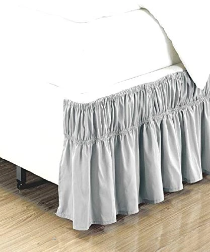 Wrap Around Ruffled Bed Skirts Easy Fit Elastic Long Fall Dust 28 Inch Deep 100% Egyptian Cotton 600 Thread Count (Silver,Three Quarter 48x75) 5 Wrap Around Ruffled Bed Skirts Easy Fit Elastic Long Fall Dust 28 Inch Deep 100% Egyptian Cotton 600 Thread Count (Silver,Three Quarter 48x75) - Image 5