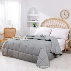 Wool Comforter Queen Size, Excellent Curl Wool Fill Duvet From Australia Temperature Regulation, 100% Natural Wool Quilt Washable All-Season Soft Noiseless Microfiber Shell (Gray, 90"x90") 11 Wool Comforter Queen Size, Excellent Curl Wool Fill Duvet From Australia Temperature Regulation, 100% Natural Wool Quilt Washable All-Season Soft Noiseless Microfiber Shell (Gray, 90"x90") -Amazon Shop 41wS7 Ub5qL. AC 1