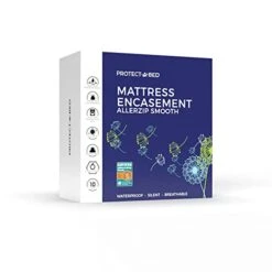 AllerZip Smooth Allergy, Dust Mite & Bed Bug Proof 6-Sided Waterproof Mattress Encasement Or Box Spring Encasement, Queen 13-inch, White, Full