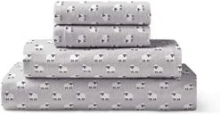 Flannel Sheet Set Cotton Soft Warm & Cozy Modern Chic With Elastic Deep Pockets, King, Dogs White -Amazon Shop 41wjnF1SusL. AC 1