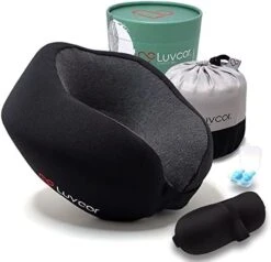 Luvcor Premium Quality Memory Foam Travel Neck Pillow Bundle - Best Ergonomic Pillow For Airplane Travel, Car Ride, Sleeping. Comes With Eye Mask, Earplugs And Storage Bag. (Imperial Green) -Amazon Shop 41x2Gw6PwEL. AC