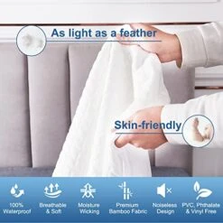 Waterproof Mattress Protector: Noiseless Mattress Pad Cover - 3D Bamboo Air Fabric Ultra Soft Breathable Mattress Topper 8"-21" Quilted Fitted Topper Cover Deep Pocket Dust-Proof Cooling -Amazon Shop 41xCDitfr2L